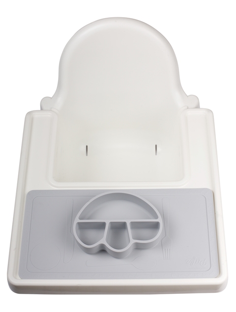 Gr&aring; barntallrik med underl&auml;gg